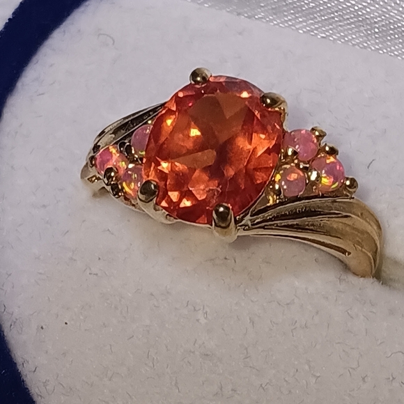 5.3ct. Natural orange sapphire gold ring - Picture 16 of 17